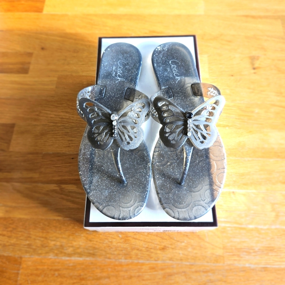 Coach Pasarella Butterfly Smoke Y2K Jelly Sandals Flip Flops Summer Beach Size 8 - Picture 12 of 12
